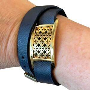 TORY BURCH Navy Logo Bracelet